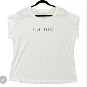 Johnny Was Calme Womens Basic Scoop Neck Tee Shirt White Sz M Organic Cotton